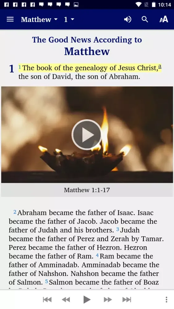 Ảnh chụp màn hình của World English Bible multimedia