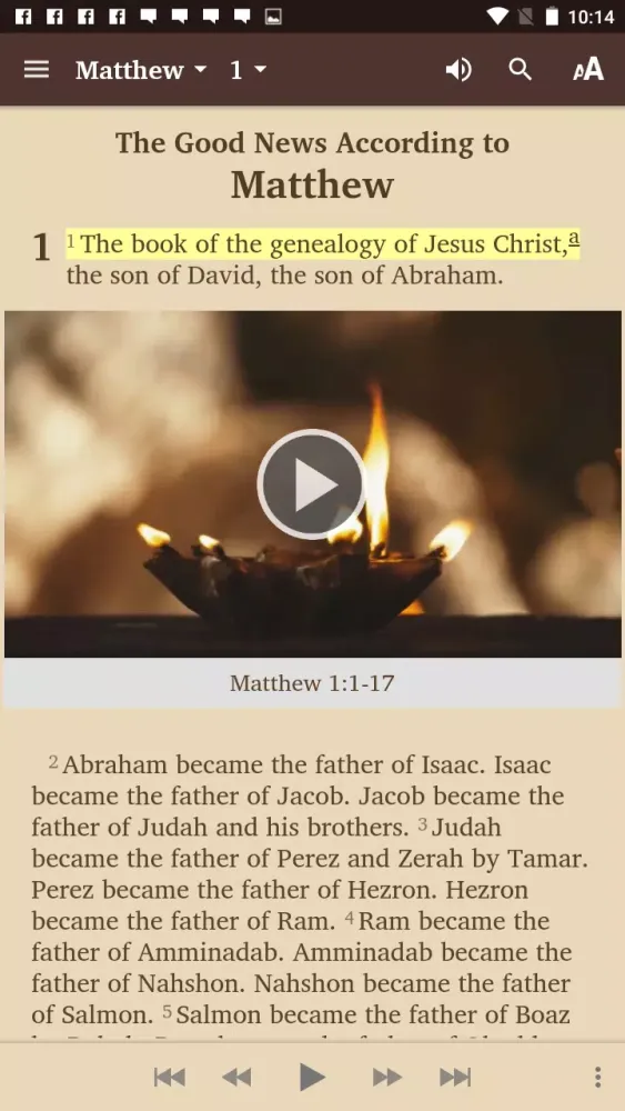 Ảnh chụp màn hình của World English Bible multimedia