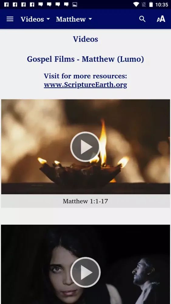 Ảnh chụp màn hình của World English Bible multimedia