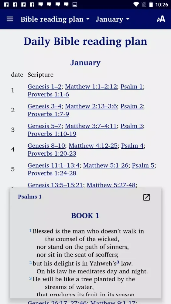 Ảnh chụp màn hình của World English Bible multimedia