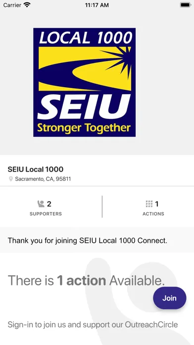 Zrzuty ekranu SEIU Local 1000 Connect