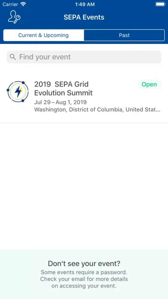 Screenshot di SEPA Events