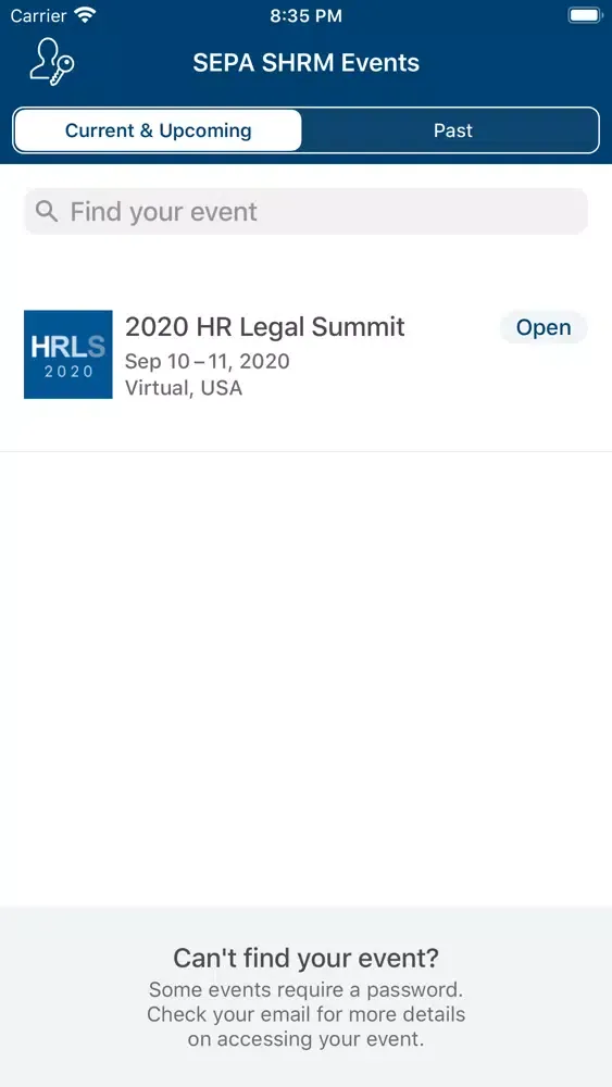 Capturas de tela do SEPA SHRM Events