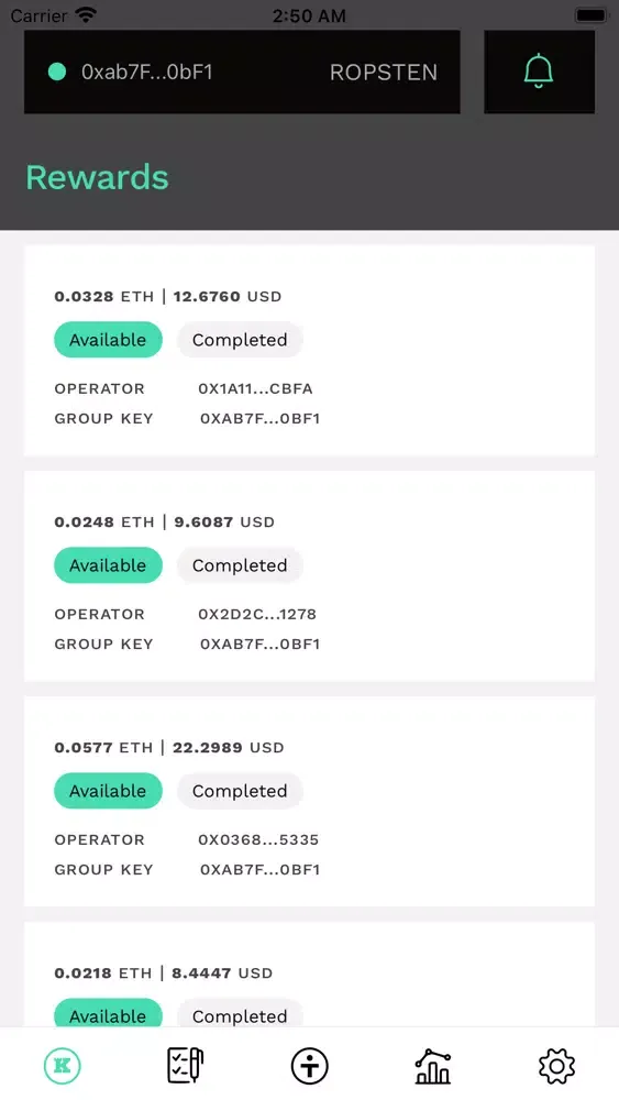 Keep Network Dashboard DAPP Screenshots