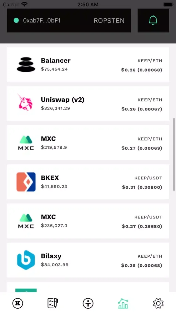 Keep Network Dashboard DAPP Screenshots