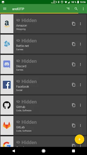 Screenshot di andOTP - OTP Authenticator