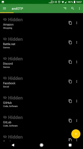 Screenshot di andOTP - OTP Authenticator