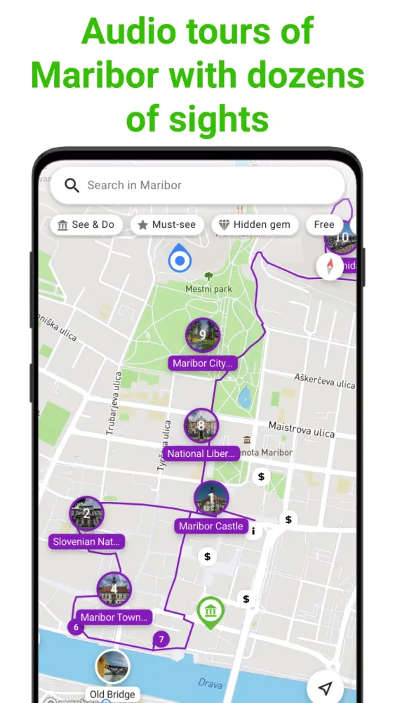 Tangkapan layar Maribor Tour Guide:SmartGuide