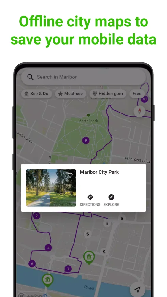 Tangkapan layar Maribor Tour Guide:SmartGuide