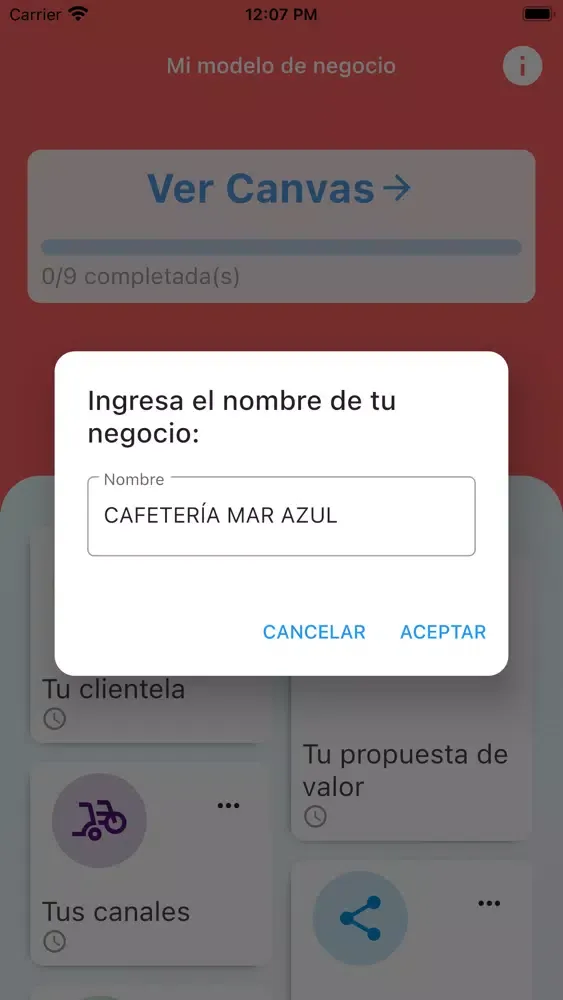 Zrzuty ekranu Mi Modelo de Negocio