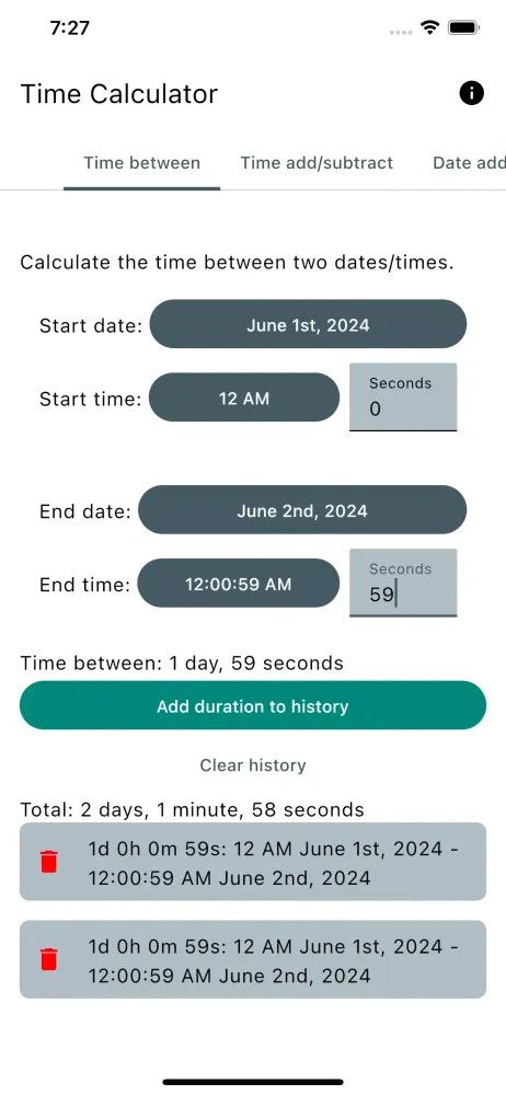 Time Calculator स्क्रीनशॉट