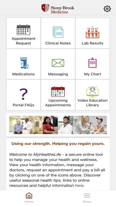 Capturas de tela do Stony Brook Med Patient Portal