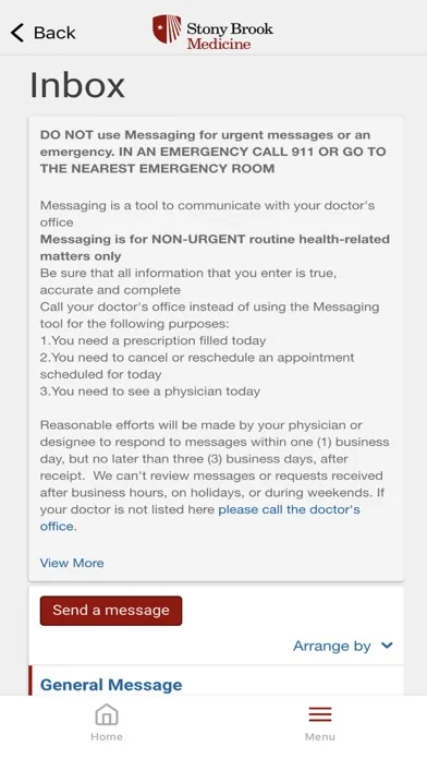 Capturas de tela do Stony Brook Med Patient Portal