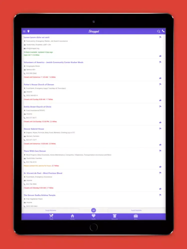 Homeless Resources - Strappd iPad 应用截图