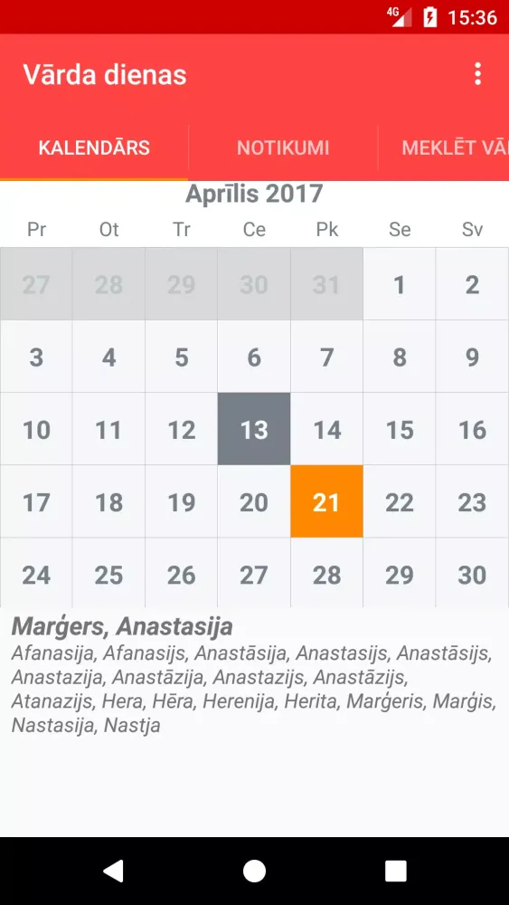 Capturas de pantalla de Vārda Dienas