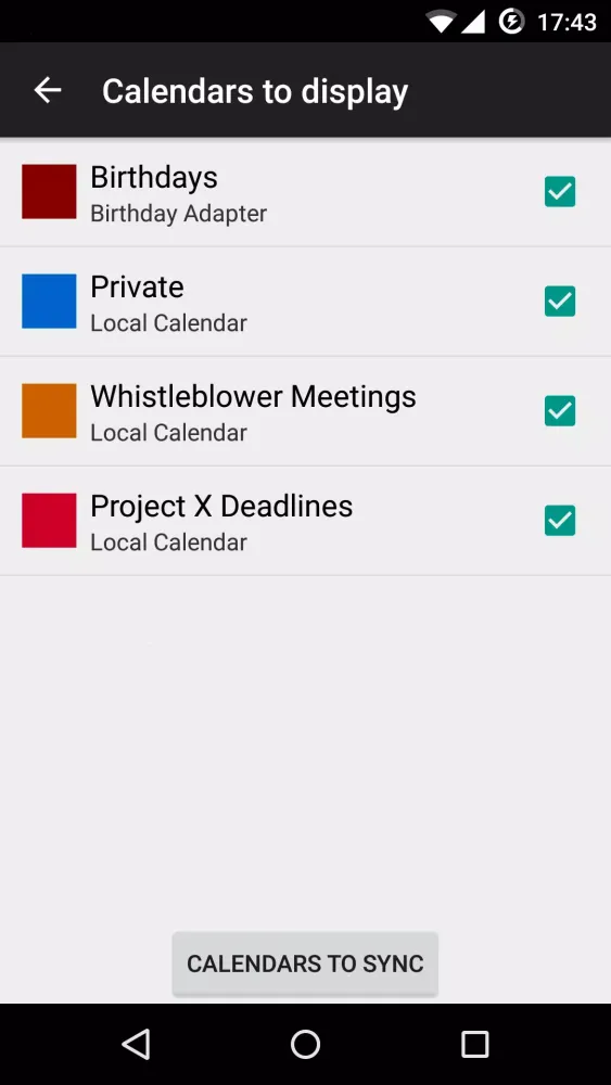 Offline Calendar Screenshots