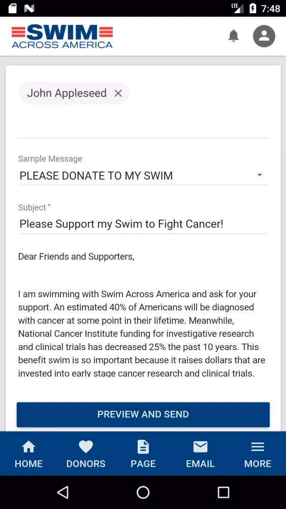 Скриншоты Swim Across America Fundraisin