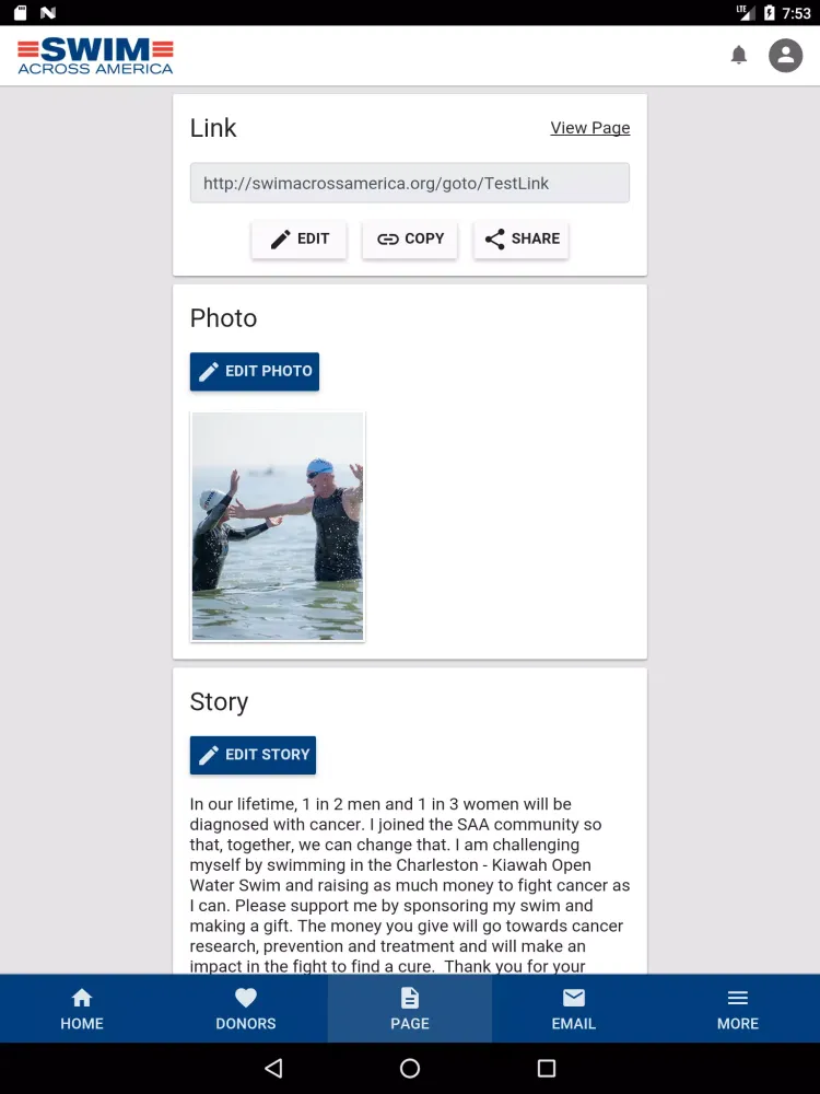 Скриншоты Swim Across America Fundraisin