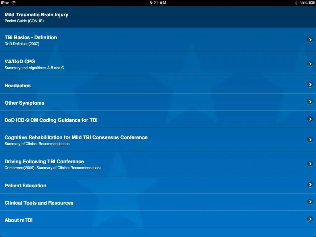 Скриншоты mTBI Pocket Guide iPad 