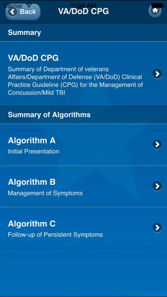 Скриншоты mTBI Pocket Guide