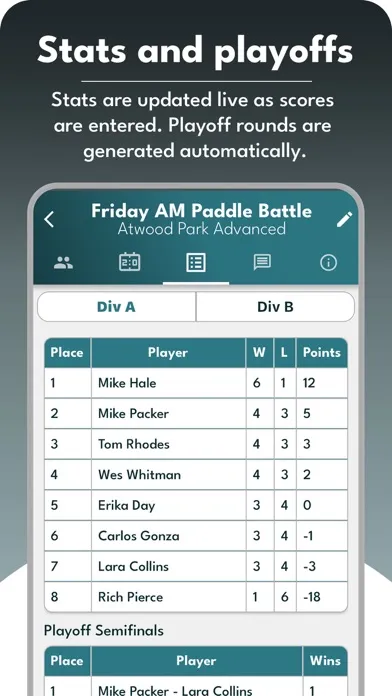 Dink! Pickleball Round Robins Screenshots