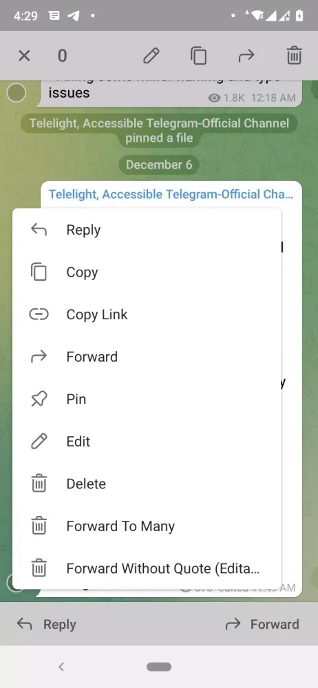 Telelight-Accessible Telegram Screenshots