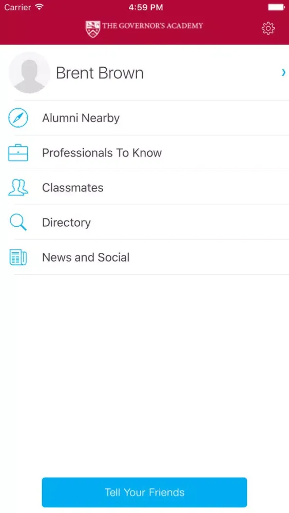 Governor's Academy Alumni App Screenshots