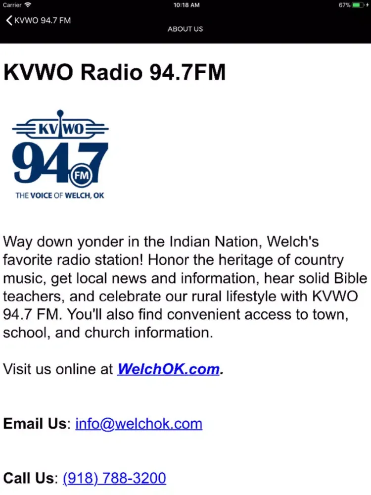 Capturas de pantalla de KVWO 94.7 FM iPad 