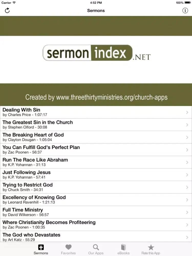 Sermon Index Podcast iPad  Ekran Görüntüleri