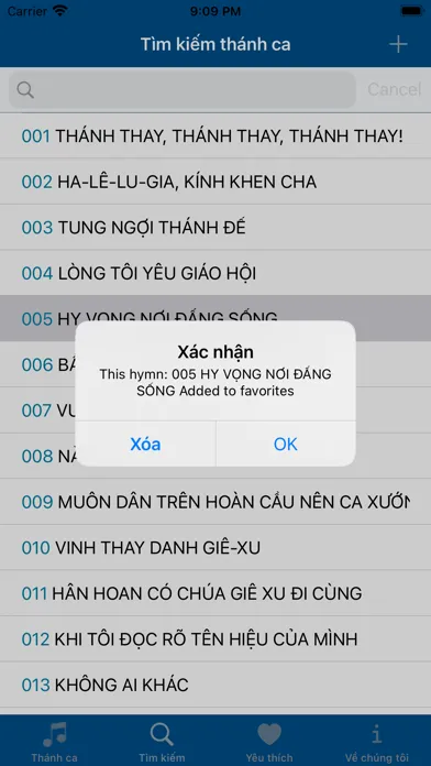 Ảnh chụp màn hình của Thánh Ca TJC