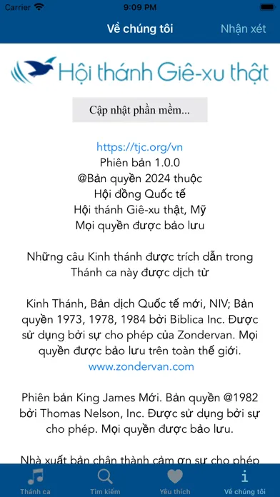 Ảnh chụp màn hình của Thánh Ca TJC