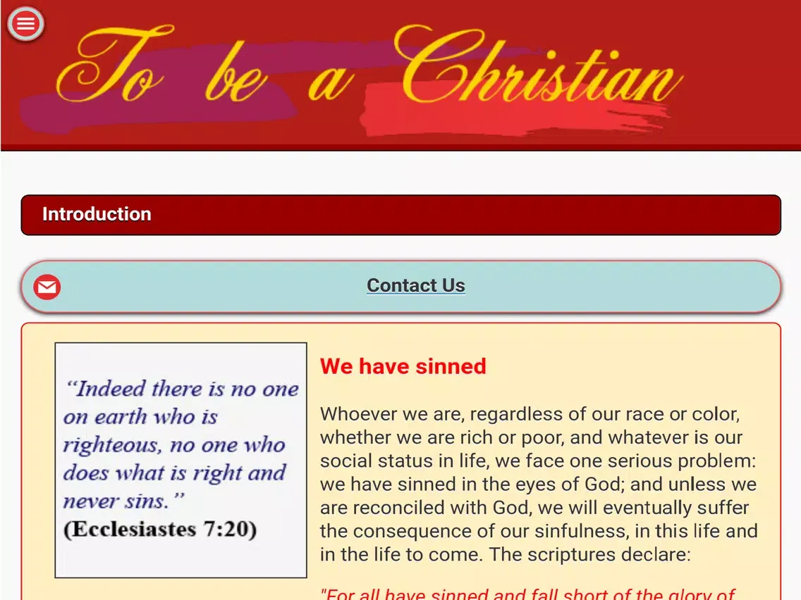 Tangkapan skrin To Be a Christian Guide iPad 