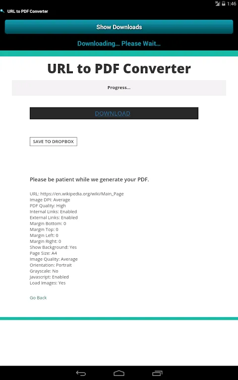 URL to PDF Converter应用截图