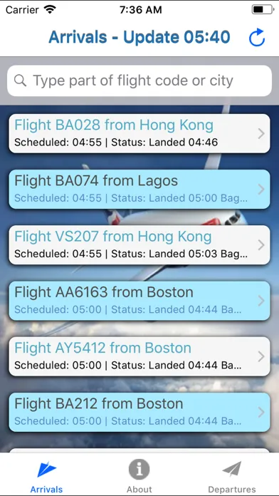 Скриншоты Heathrow Flight Status Alerts