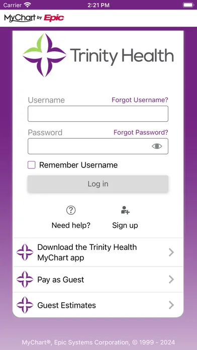 Screenshot di Trinity Health MyChart