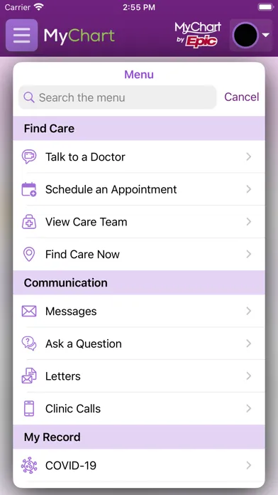 Screenshot di Trinity Health MyChart