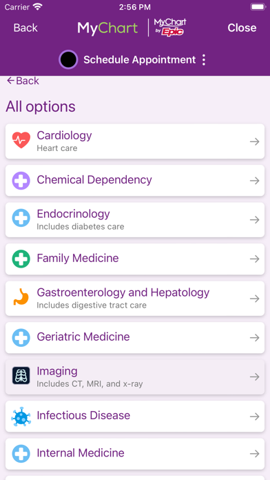 Trinity Health MyChart Ekran Görüntüleri