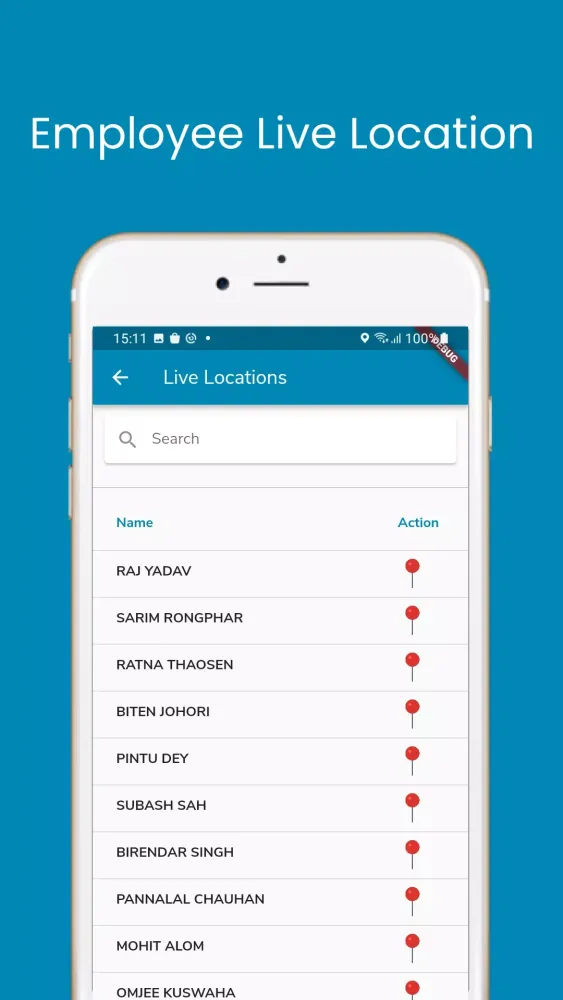 Скриншоты Employee Location tracking App