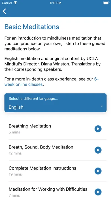 Ảnh chụp màn hình của UCLA Mindful