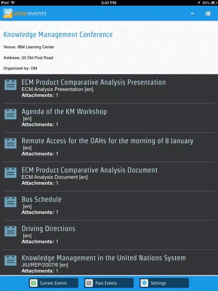 UNite Events iPad  Ekran Görüntüleri