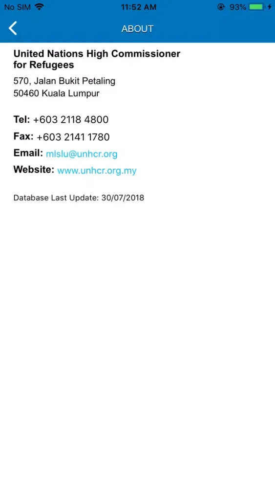 Capturas de tela do UNHCR Verify - ID