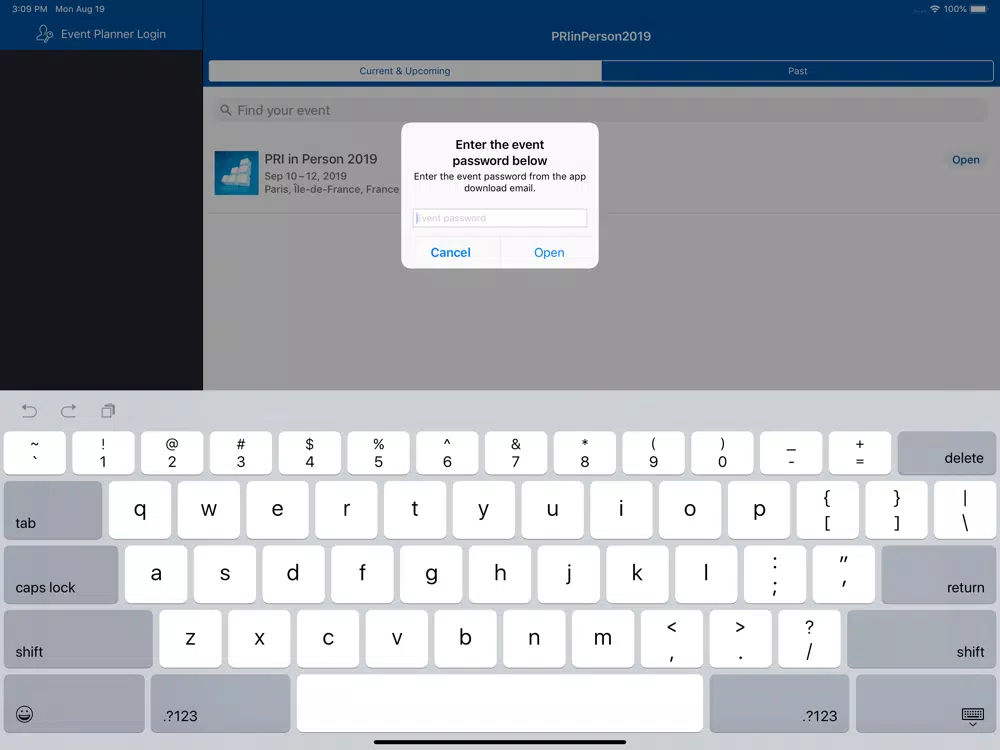 Ảnh chụp màn hình của PRI in Person 2019 iPad 