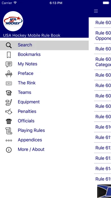 USA Hockey Mobile Rulebook Ekran Görüntüleri