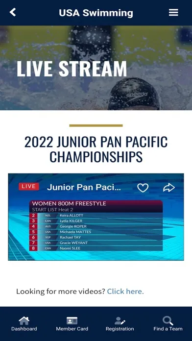 Ảnh chụp màn hình của USA Swimming