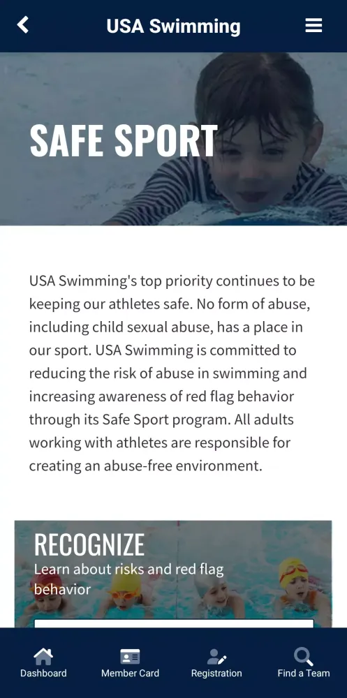 Tangkapan layar USA Swimming