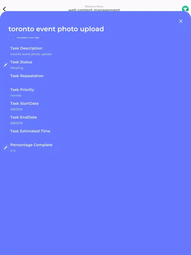 Capturas de pantalla de VUF Project Management iPad 