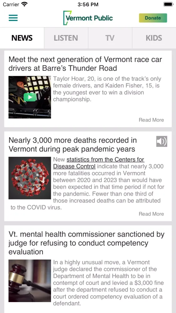Tangkapan skrin Vermont Public