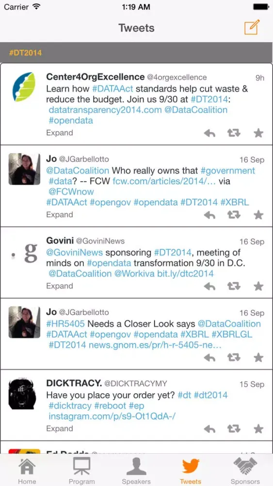 Screenshot di Data Transparency 2014 -- Official Conference App
