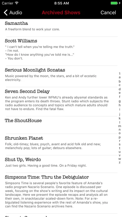 Capturas de pantalla de WFMU Radio