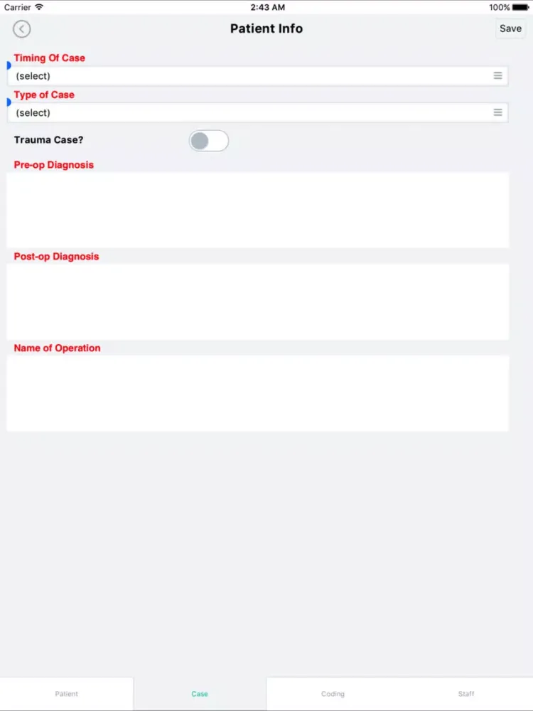 PAACS Case Log iPad  سکرین شاٹس